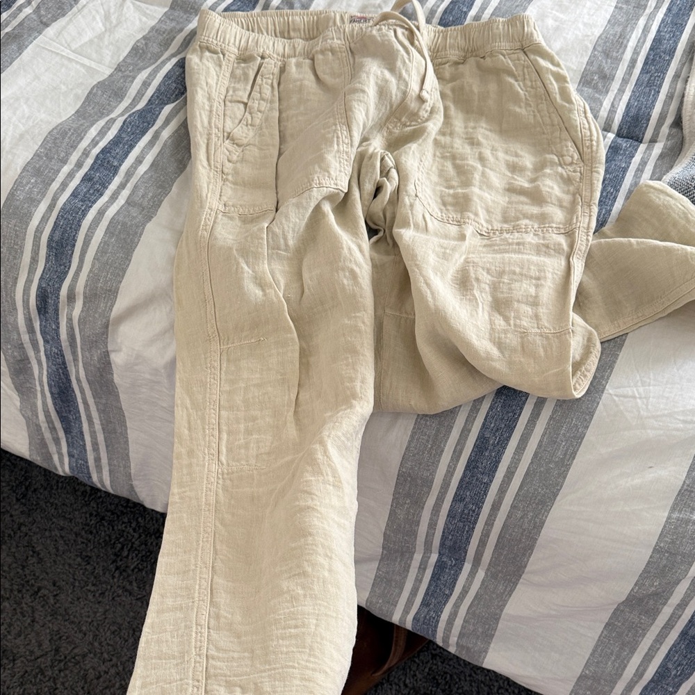 Faherty Light Beige Linen Drawstring Joggers - image 2